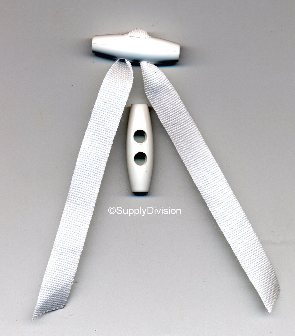 White Nylon Toggle (two hole, 38mm long)